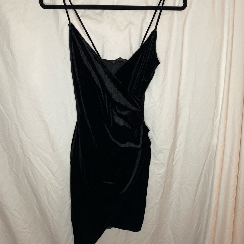 Black velvet mini dress